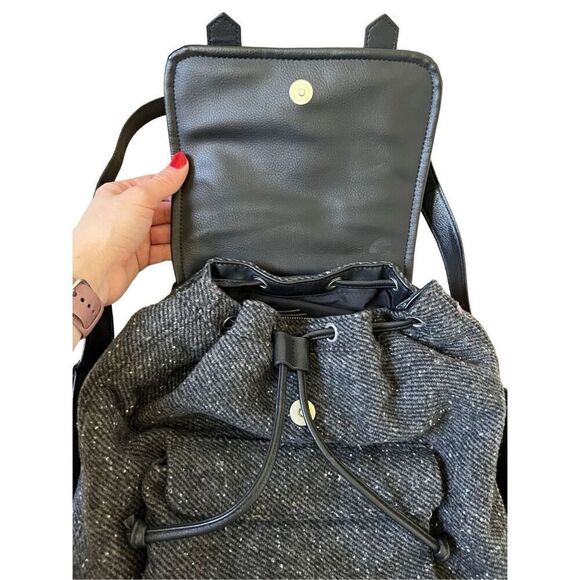 Abercrombie and Fitch Women Black Backpack Wool Blend Gray Black - Picture 11 of 16